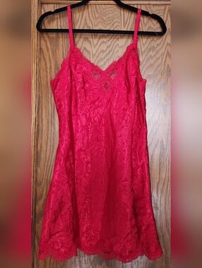 Victoria's Secret Red Lace-Trim Slip